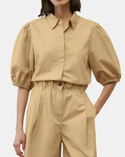 Marc O'Polo Chemise paperbag pinces manches 3/4 beige