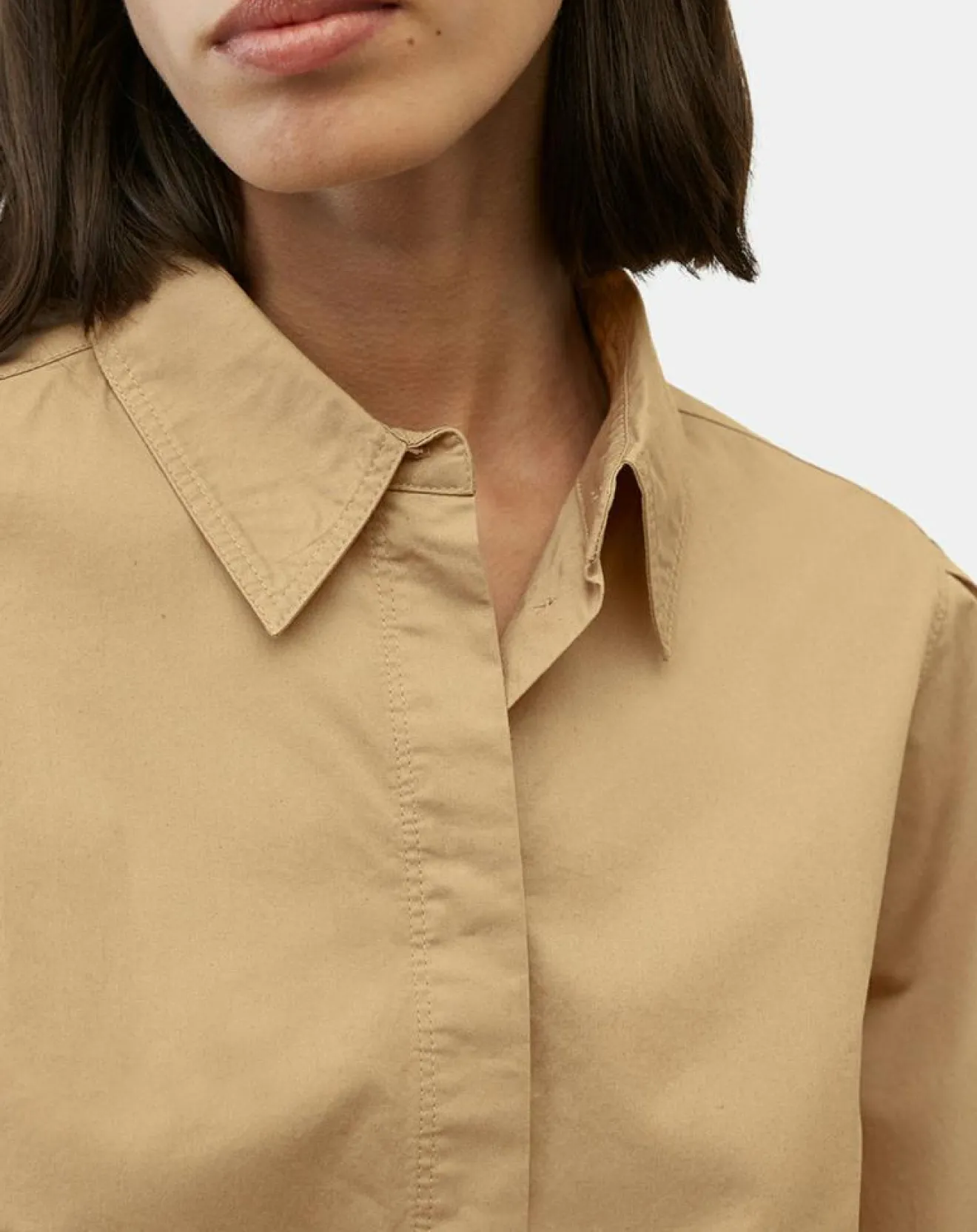 Marc O'Polo Chemise paperbag pinces manches 3/4 beige