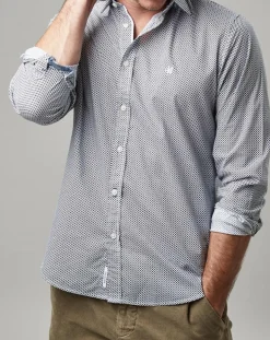 Homme Marc O'Polo Chemise Print Allover Rf blanc/bleu