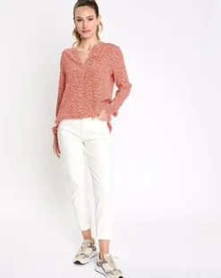 Femme Esprit Chemise print micro fleurs orange