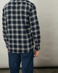 Hartford Chemise regular en Flanelle Pocket à carreaux gris/marine