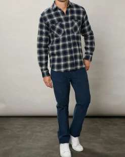 Hartford Chemise regular en Flanelle Pocket à carreaux gris/marine