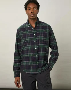 Best Hartford Chemise regular en Flanelle Pitt à carreaux vert/marine