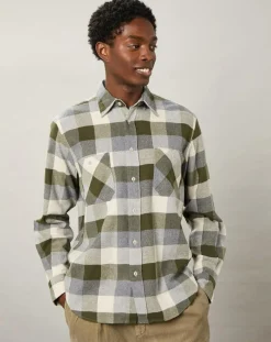 Discount Hartford Chemise regular en Flanelle Pocket à carreaux vert/naturel