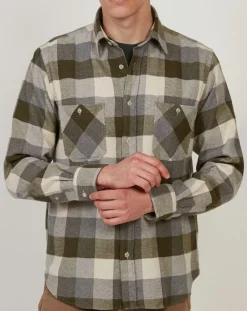 Discount Hartford Chemise regular en Flanelle Pocket à carreaux vert/naturel