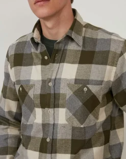 Discount Hartford Chemise regular en Flanelle Pocket à carreaux vert/naturel