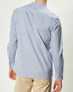 New Harris Wilson Chemise regular en Popeline Theotime rayée bleu/blanc