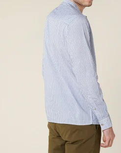 New Harris Wilson Chemise regular en Popeline Theotime rayée bleu/blanc