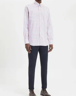 Homme Hackett London Chemise Regular Fit à carreaux corail