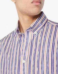 Hackett London Chemise Regular Fit à rayures bleu/rouge