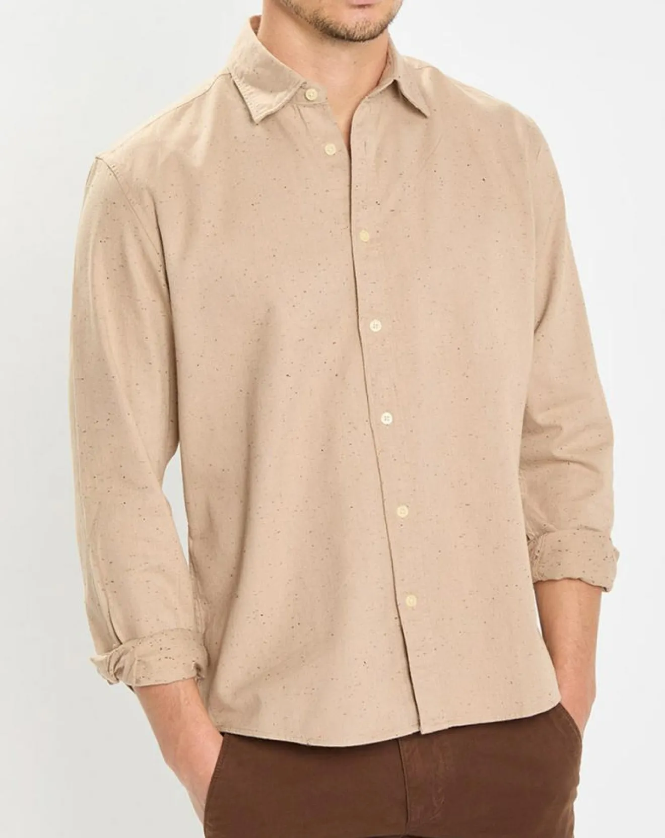 Homme Marc O'Polo Chemise Regular Fit chinée beige