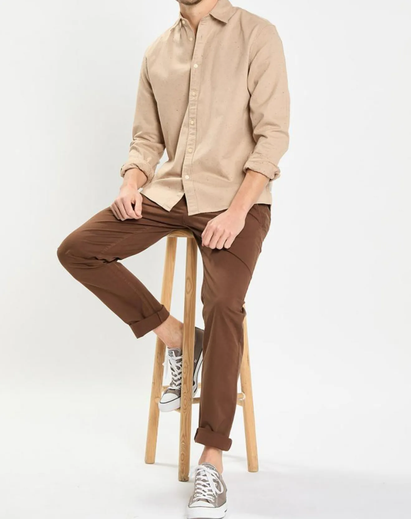 Homme Marc O'Polo Chemise Regular Fit chinée beige