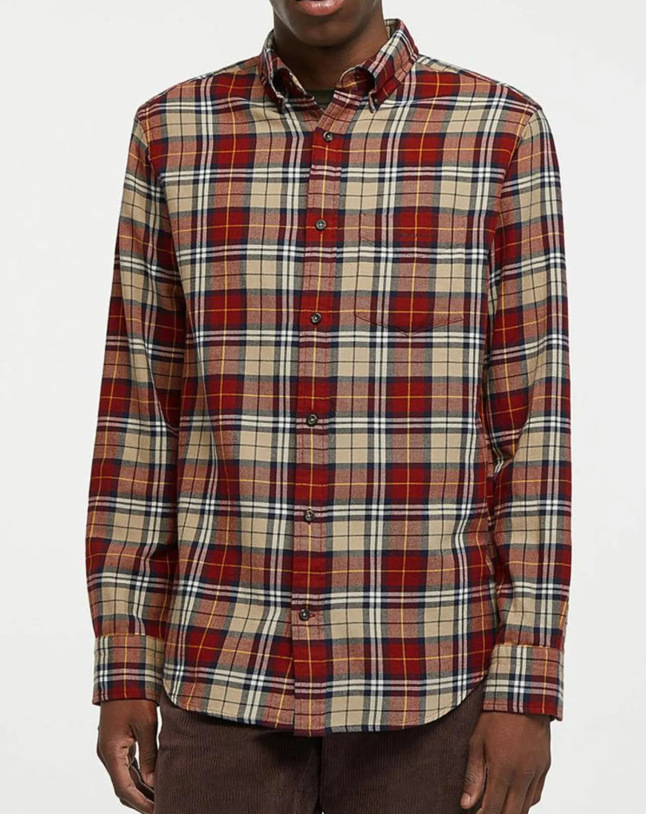 Homme Gant Chemise Regular Fit en Flanelle Bucheron rouge