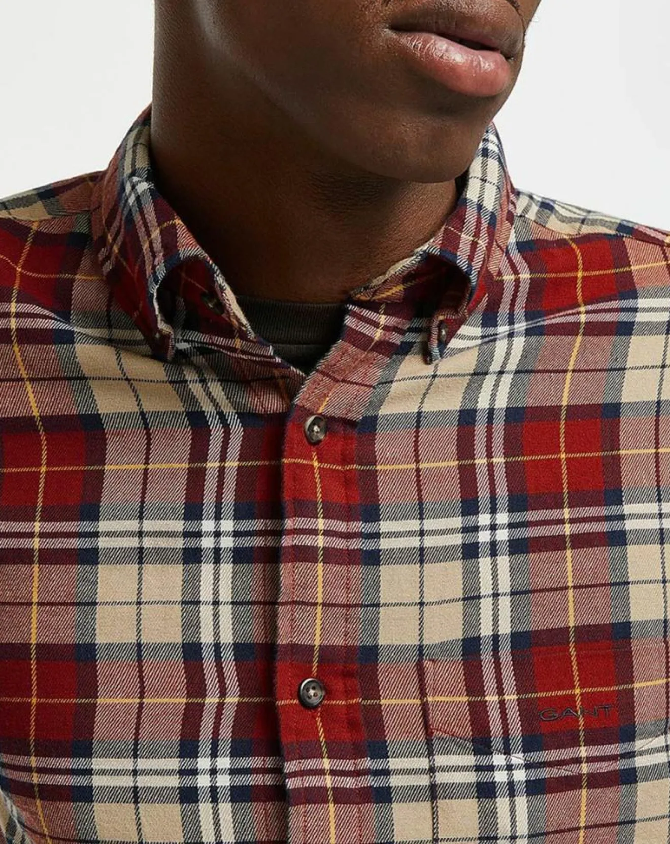 Homme Gant Chemise Regular Fit en Flanelle Bucheron rouge