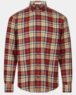Homme Gant Chemise Regular Fit en Flanelle Bucheron rouge
