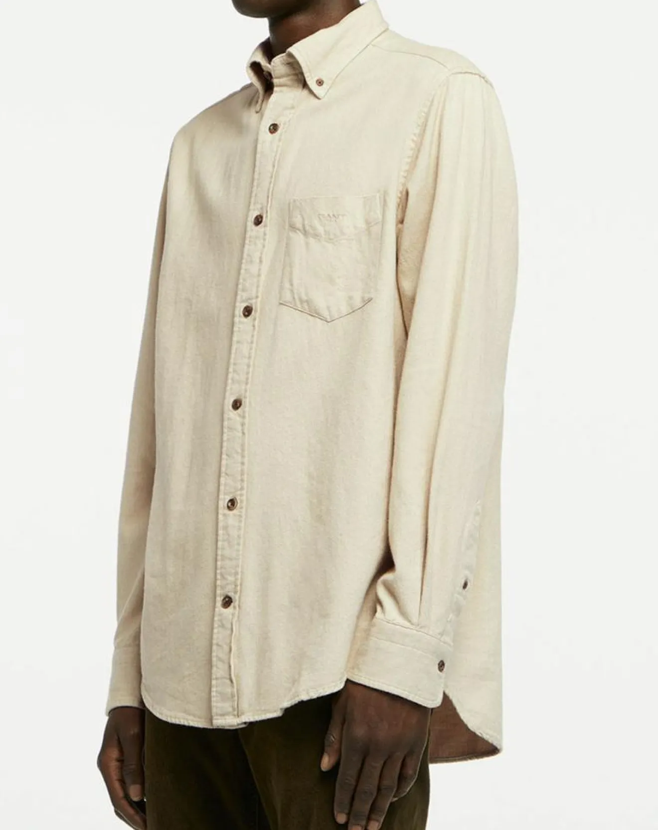 Homme Gant Chemise Regular Fit en Flanelle Chevron beige