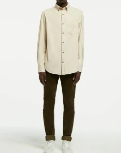 Homme Gant Chemise Regular Fit en Flanelle Chevron beige