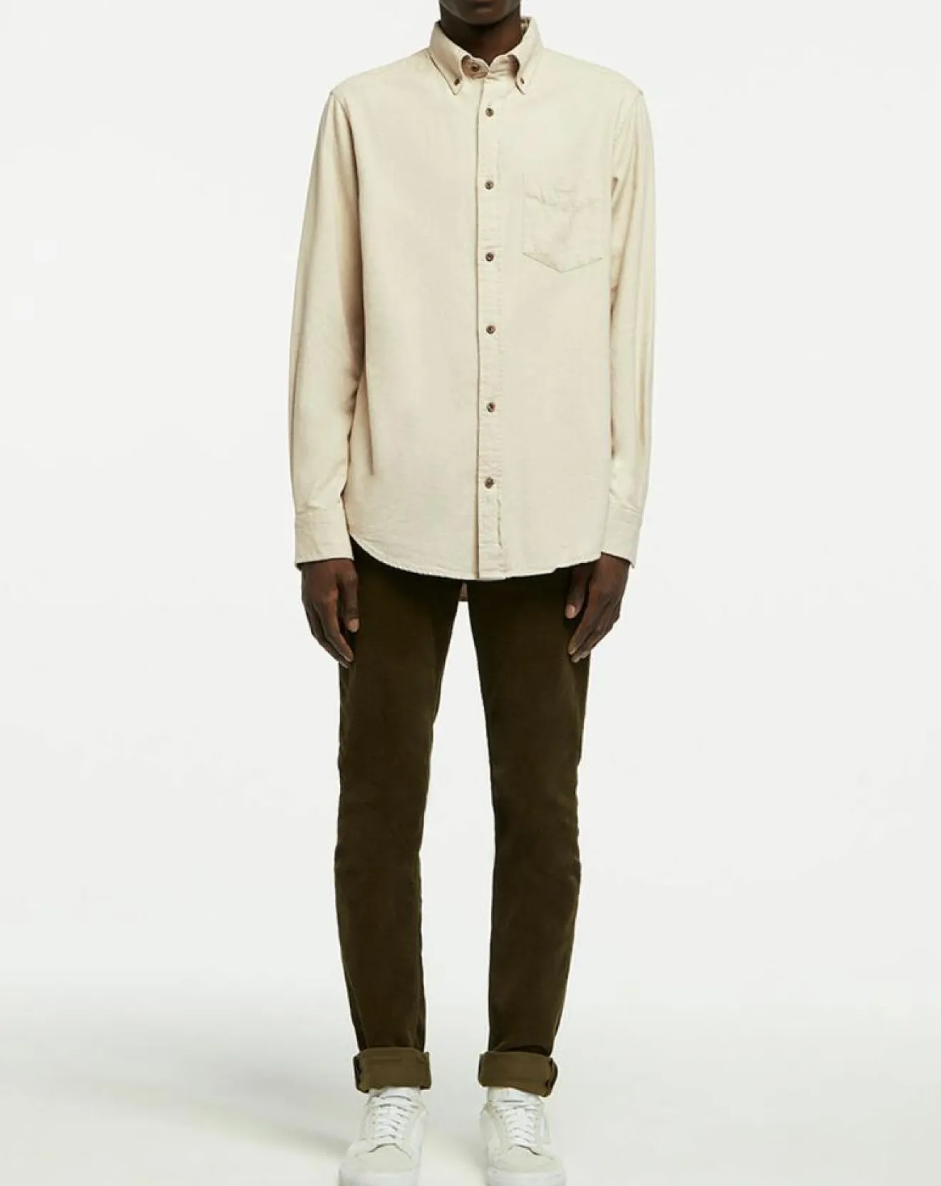 Homme Gant Chemise Regular Fit en Flanelle Chevron beige