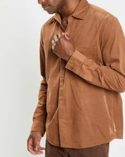 Online Marc O'Polo Chemise Regular Fit en Velours milleraies marron