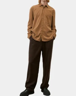 Online Marc O'Polo Chemise Regular Fit en Velours milleraies marron