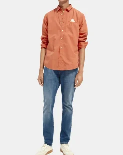Homme Scotch & Soda Chemise Regular Fit Pocket imprimée orange clair