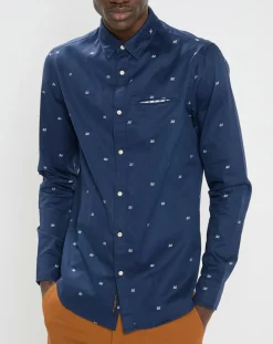 Homme Scotch & Soda Chemise Regular Fit Pocket imprimée bleu marine