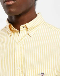 Homme Gant Chemise Regular Fit Stripe Basic jaune clair/blanc