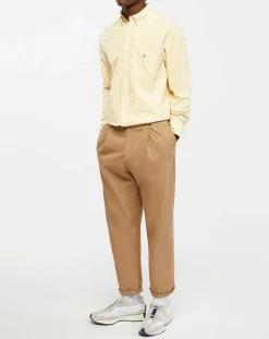 Homme Gant Chemise Regular Fit Stripe Basic jaune clair/blanc