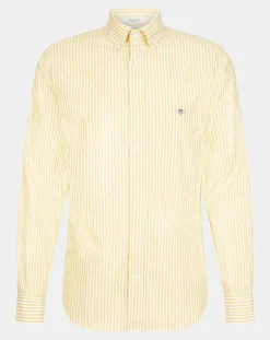 Homme Gant Chemise Regular Fit Stripe Basic jaune clair/blanc