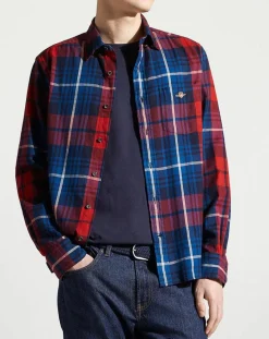 Homme Gant Chemise Regular Fit Tartan rouge/bleu