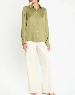 Femme Lauren Vidal Chemise satinée Must gazon