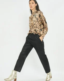 Femme Lauren Vidal Chemise satinée Store écorce dorée