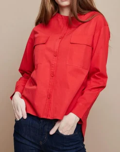 Sale Mare di Latte Chemise Sera Popeline rouge