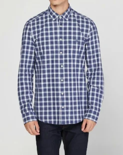 Homme Marc O'Polo Chemise slim à carreaux bleu/blanc