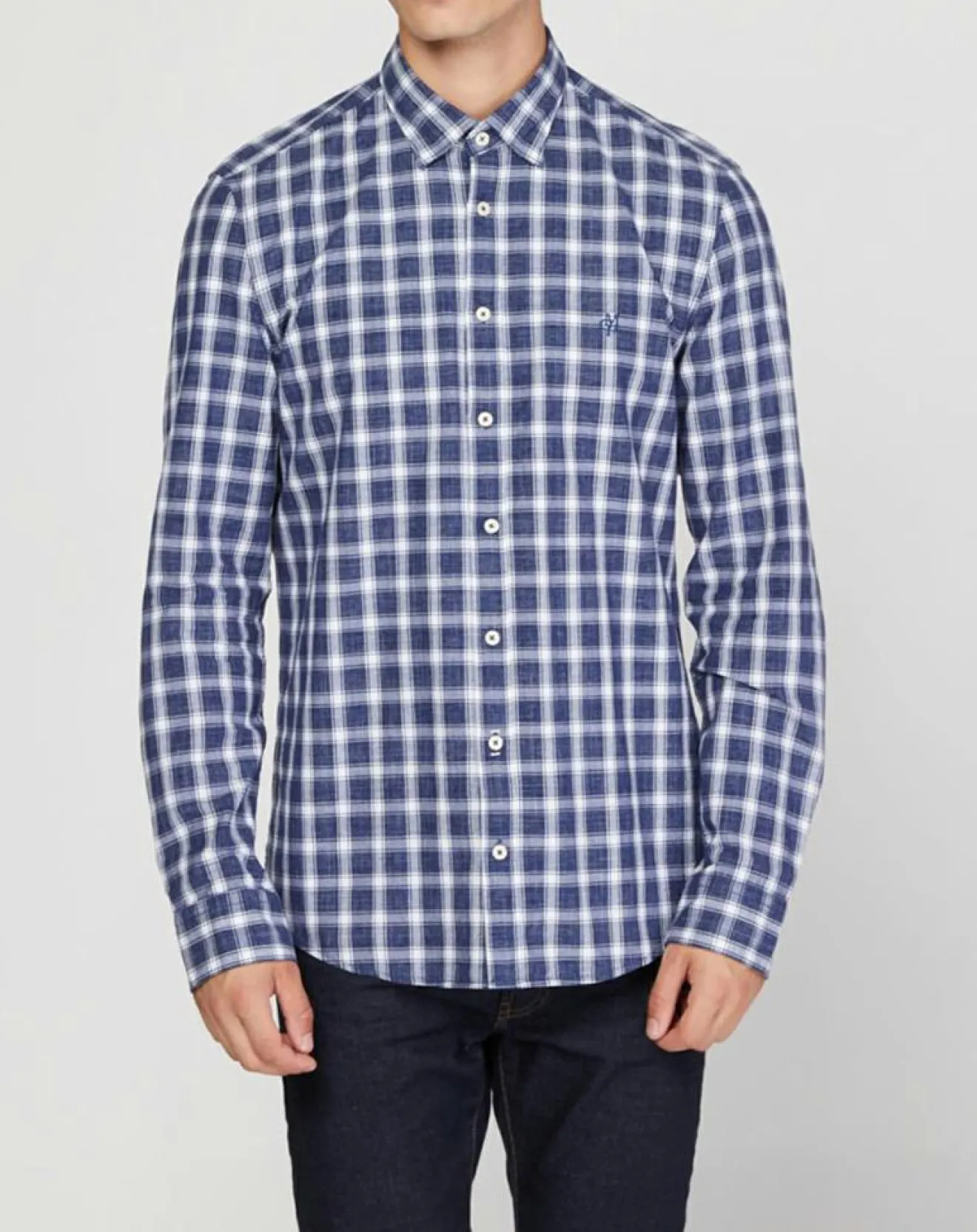 Homme Marc O'Polo Chemise slim à carreaux bleu/blanc