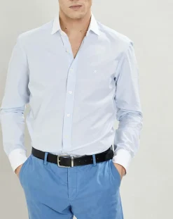 Homme Hackett London Chemise Slim Fit à fines rayures bleue