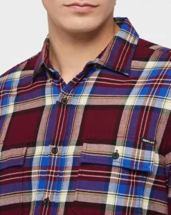 Hot Replay Chemise Slim Fit à grands carreaux bordeaux/bleu