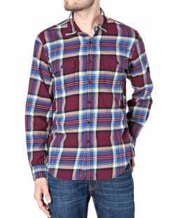 Hot Replay Chemise Slim Fit à grands carreaux bordeaux/bleu