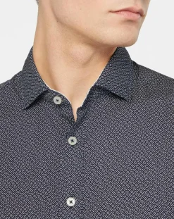 Homme Hackett London Chemise Slim Fit à imprimé fantaisie bleu foncé