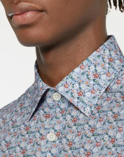 Homme Hackett London Chemise Slim Fit à imprimé floral bleue