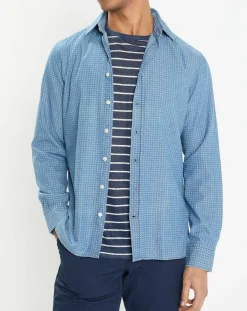 Homme Hackett London Chemise Slim Fit à imprimé géométrique bleue