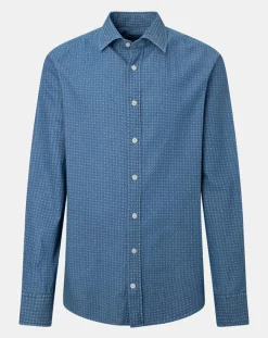 Homme Hackett London Chemise Slim Fit à imprimé géométrique bleue