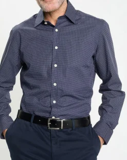 Best Hackett London Chemise Slim Fit à micro imprimé géométrique bleue