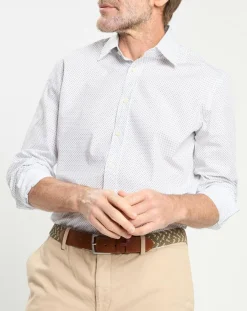 New Hackett London Chemise Slim Fit à micro imprimé géométrique blanche