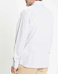 New Hackett London Chemise Slim Fit à micro imprimé géométrique blanche