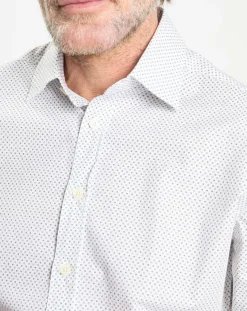 New Hackett London Chemise Slim Fit à micro imprimé géométrique blanche