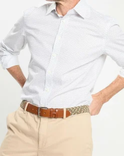 New Hackett London Chemise Slim Fit à micro imprimé géométrique blanche