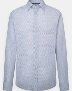 New Hackett London Chemise Slim Fit à micro imprimé géométrique blanche