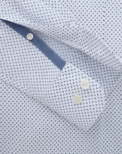 New Hackett London Chemise Slim Fit à micro imprimé géométrique blanche