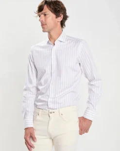 Homme Hackett London Chemise Slim Fit à rayures Smart écrue